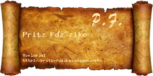 Pritz Füzike névjegykártya